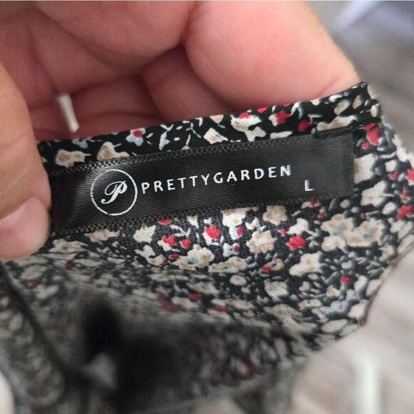 PRETTYGARDEN Women's Summer Boho Dress Casual Short Sleeve Ruffle Floral sz L - Picture 4 of 10